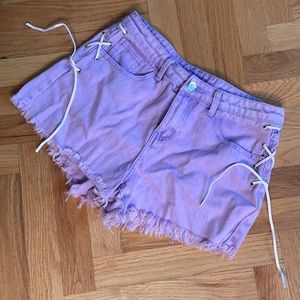 SHEIN purple denim shorts